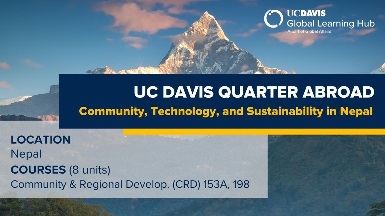 Mountains and blue skies in the background of white text talking about the details of the program.