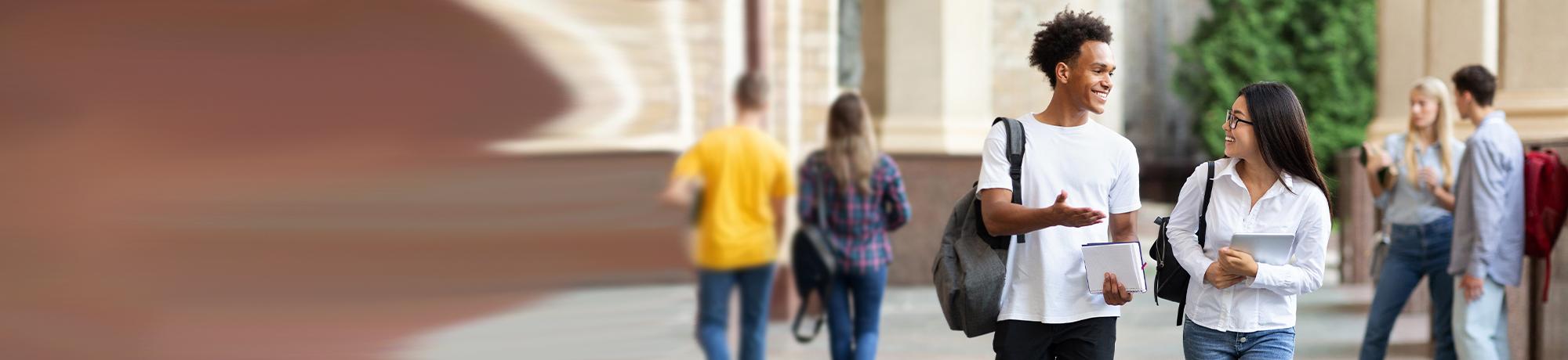 students chatting